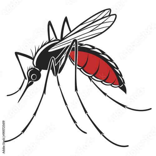 Realistic mosquito silhouette with glowing abdomen