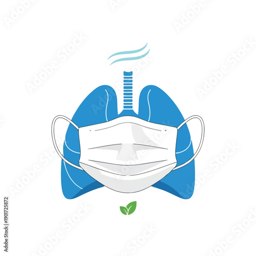 A medical illustration of lungs wearing a facemask