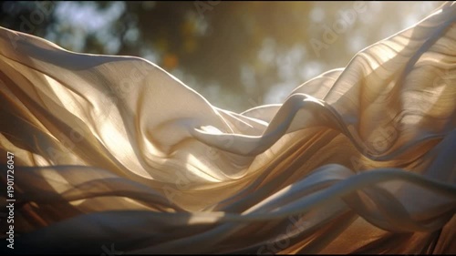 Flowing fabric in sunlight textured background