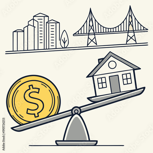 Property wealth stability concept with balanced co