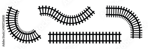 Railway train track vector route. rail pattern curve railroad path icon. vector illustration. eps 10 .