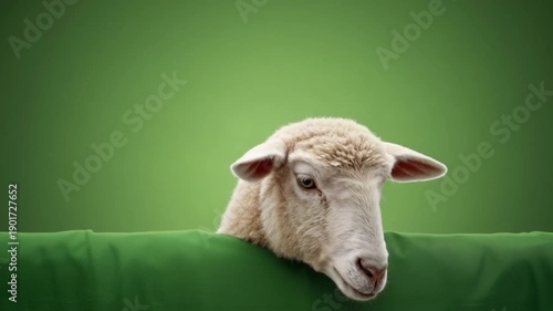 Cute Sheep Portrait Representing Happy Eid Adha