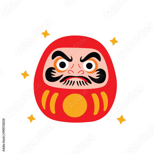 Traditional red daruma doll vector illustration, good luck talisman for new year celebration, business motivation, goal setting, cultural decoration design