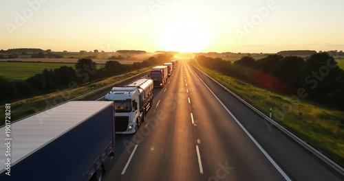 Wallpaper Mural Semi Trucks on Highway Road. Torontodigital.ca