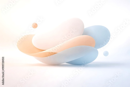 Elegant Fluid Abstract Forms in Pastel Colors 3D Render