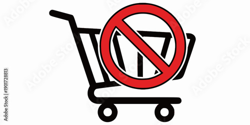 Shopping cart prohibited symbol icon vector illustration ecommerce no shopping allowed concept vector
