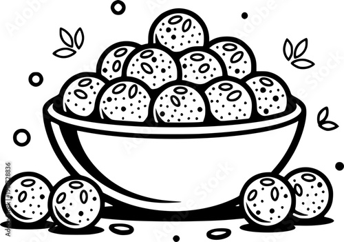 Festive indian sweets laddu bowl traditional celebration food vector illustration vector

