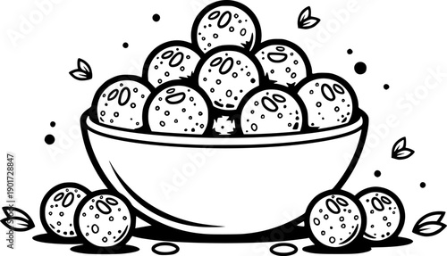 Festive indian sweets laddu bowl traditional celebration food vector illustration vector
