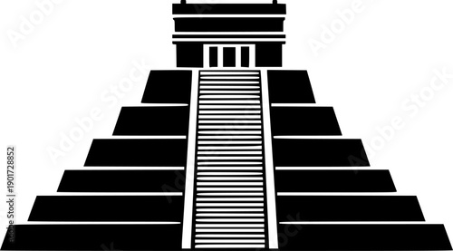 Ancient mayan pyramid silhouette iconic architectural wonder mystical mesoamerican heritage symbol vector
