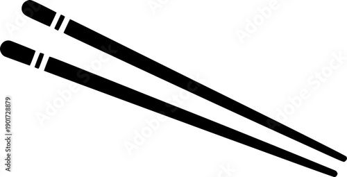 Clean silhouette of two black chopsticks isolated on white for asian cuisine and food service concepts vector
