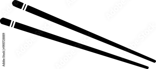 Clean silhouette of two black chopsticks isolated on white for asian cuisine and food service concepts vector
