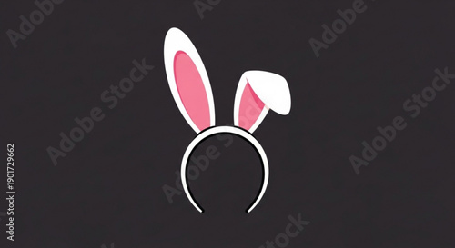 Pink and white bunny ears headband on black background festive easter or halloween costume accessory