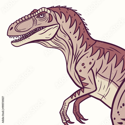 Detailed of a dinosaur body with sharp teeth and claws