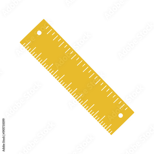 Yellow measuring ruler vector icon, school math tool for geometry, craft cutting guide, classroom supplies, design template, printable education graphic