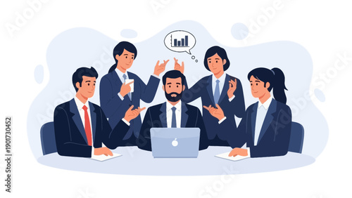 Business Team Discussing Strategy Around a Table with Laptop