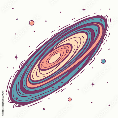 Colorful spiral nebula cloud swirling with glowing rings