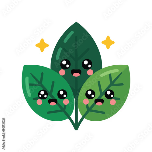 Eco leaves mascot vector, smiling green foliage, sustainability fair poster, climate action booth branding, green team signup, environmental education session