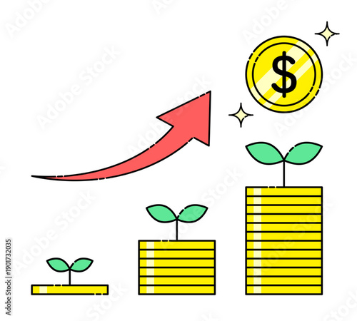 NISA・投資・株のお金が増えるイラスト素材