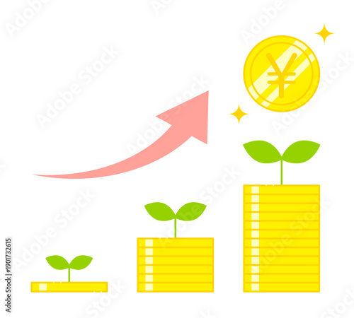 NISA・投資・株のお金が増えるイラスト素材