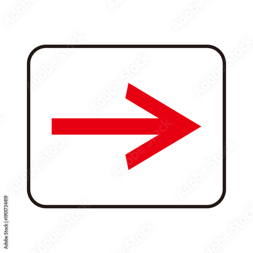 矢印 右向き 赤い矢印 アイコン 四角い枠付きのデザイン素材