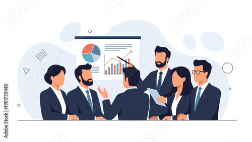 Business Meeting: Diverse Team Discussing Financial Growth and Strategy