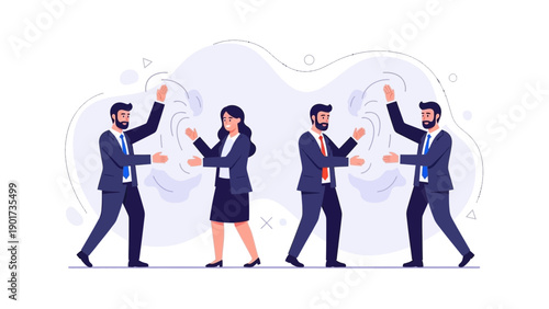 Business disagreement, two pairs of colleagues arguing, modern flat illustration