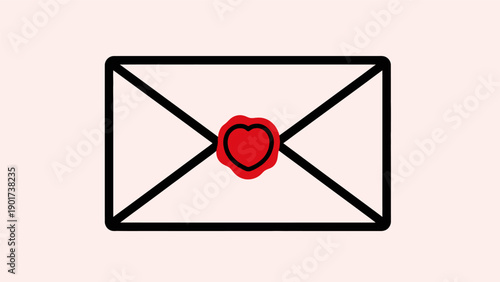Envelope with Red Heart Seal Graphic.