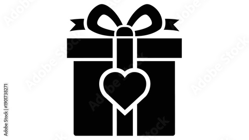 Black Gift Box with Heart Design.