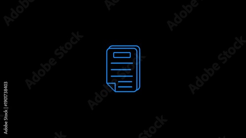 Minimalist blue document icon on black background