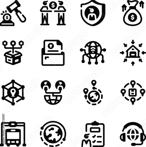 Set of Trade and Logistics Glyph Style Icons 

