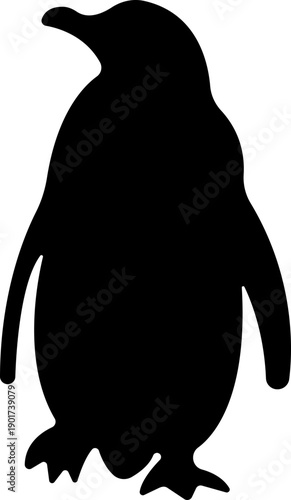 Penguin Flat Style Vector Black Icon, Antarctic Bird Silhouette Symbol and Wildlife Outline Graphic Group Featuring Penguin, Seabird and Flightless Bird