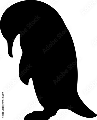 Penguin Flat Style Vector Black Icon, Antarctic Bird Silhouette Symbol and Wildlife Outline Graphic Group Featuring Penguin, Seabird and Flightless Bird