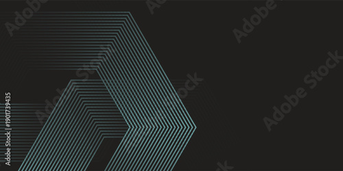 Dynamic turquoise neon hexagonal lines form a striking geometric pattern on a black background, evoking modern technology eps10