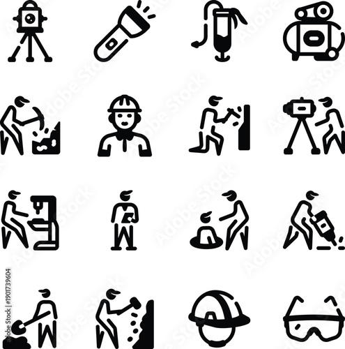 Set of Glyph Style Industrial Icons 

