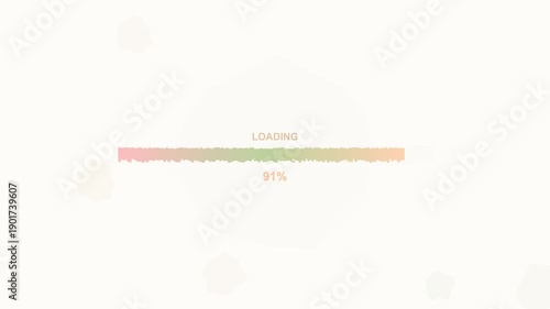 Progress bar animation shows loading status reaching 100 percent in a simple design on a light background