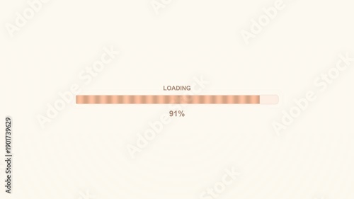 Progress bar animation shows loading status at one hundred percent on a light background during a digital activity or process