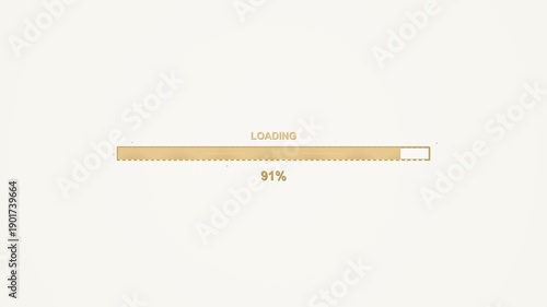 Progress bar animation shows a loading status indicating completion at 100 percent during a digital task or process