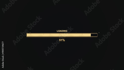 Progress bar animation showing a loading state reached at 100 percent completion on a dark background
