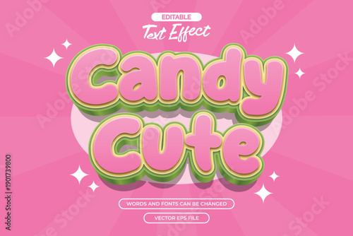 Candy cute editable text effect with pink background