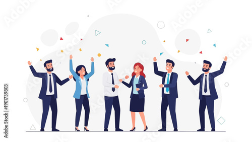 Diverse Business Team Celebrating Success with Confetti
