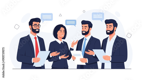 Diverse business team collaborating, discussing ideas, and communicating effectively