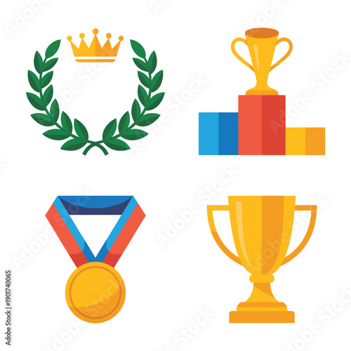 Tournament podium with laurel wreaths and medals, athletics championship branding, champions parade lineup, awards stage session, victory banquet invitation