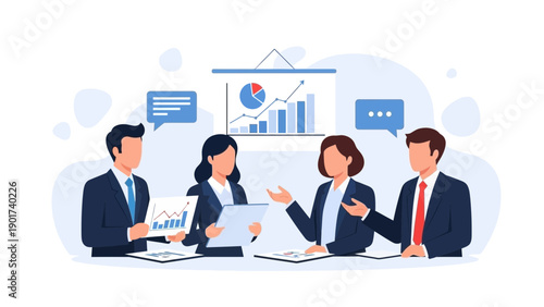 Business Meeting Planning and Strategy with Growth Charts