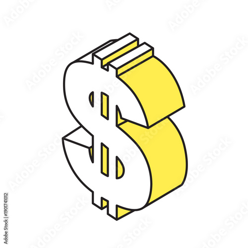 アイソメトリックのドルマーク お金線画アイコン