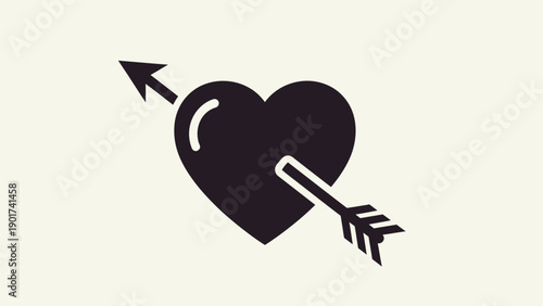Black Heart with Arrow Illustration Design.