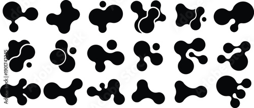 Abstract organic shapes collection with various forms and sizes isolated on transparent background for design use