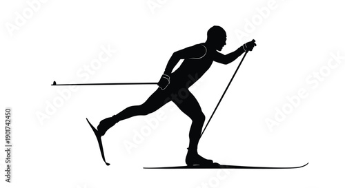 Winter Olympics Silhouette of a skier with poles and skis, demonstrating a cross-country skiing motion