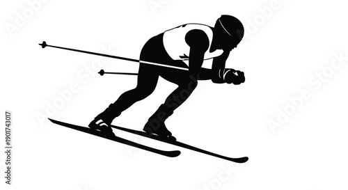 Winter Olympics Silhouette of a cross-country skier in action, demonstrating dynamic movement and athleticism on the slopes