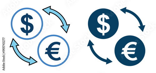 Currency exchange cycle arrows dollar euro money flow flat design vector illustration