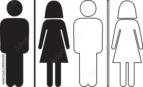 Black and white human silhouettes on signs woman